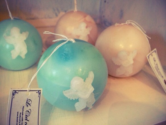 Angel marble ball candle blue 1枚目の画像