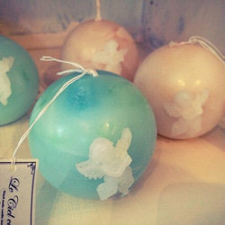 Angel marble ball candle blue 第1張的照片