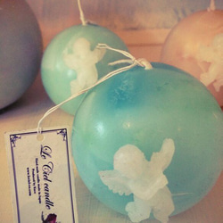 Angel marble ball candle blue 第2張的照片