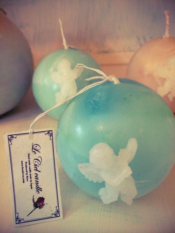 Angel marble ball candle blue 第2張的照片