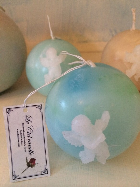 Angel marble ball candle blue 第3張的照片