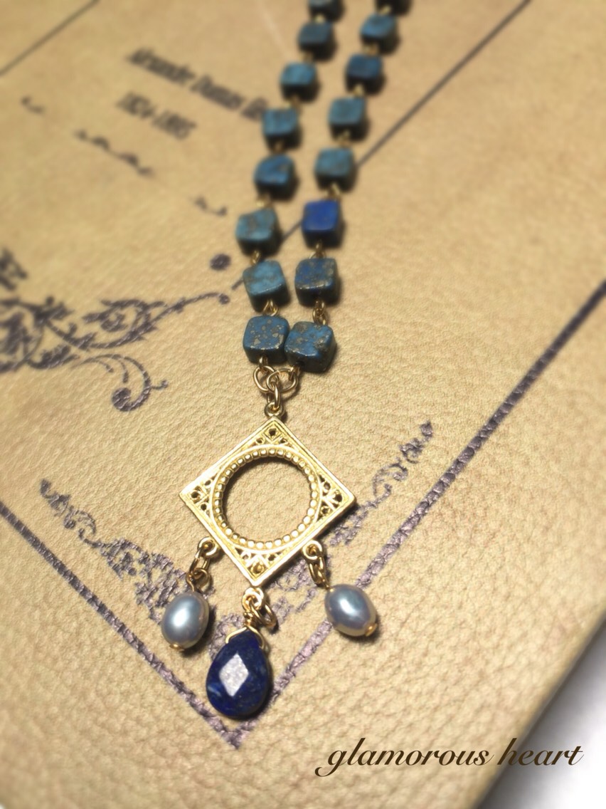ラピスラズリ&淡水パールペンダント