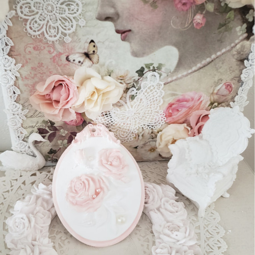 華やかピンクローズのアロマストーンミニ壁掛け＊ ディフューザー