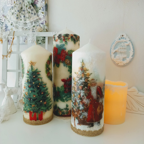サンタの大型クリスマスキャンドル⭐ホワイトクリスマス サンタの大型クリスマスキャンドル⭐ホワイトクリスマス