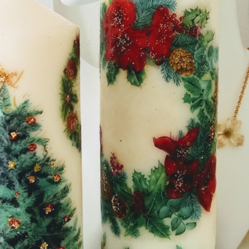 超大型クリスマスデザインキャンドル⭐ポインセチアのクリスマスリース