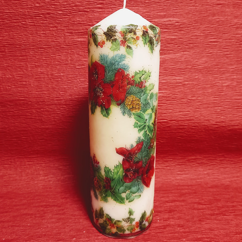 超大型クリスマスデザインキャンドル⭐ポインセチアのクリスマスリース