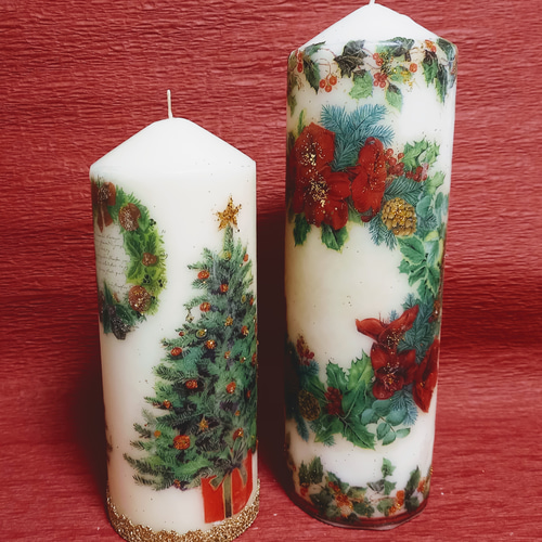 クリスマスリース　キャンドルC 超大型クリスマスデザインキャンドル⭐ポインセチアのクリスマスリース