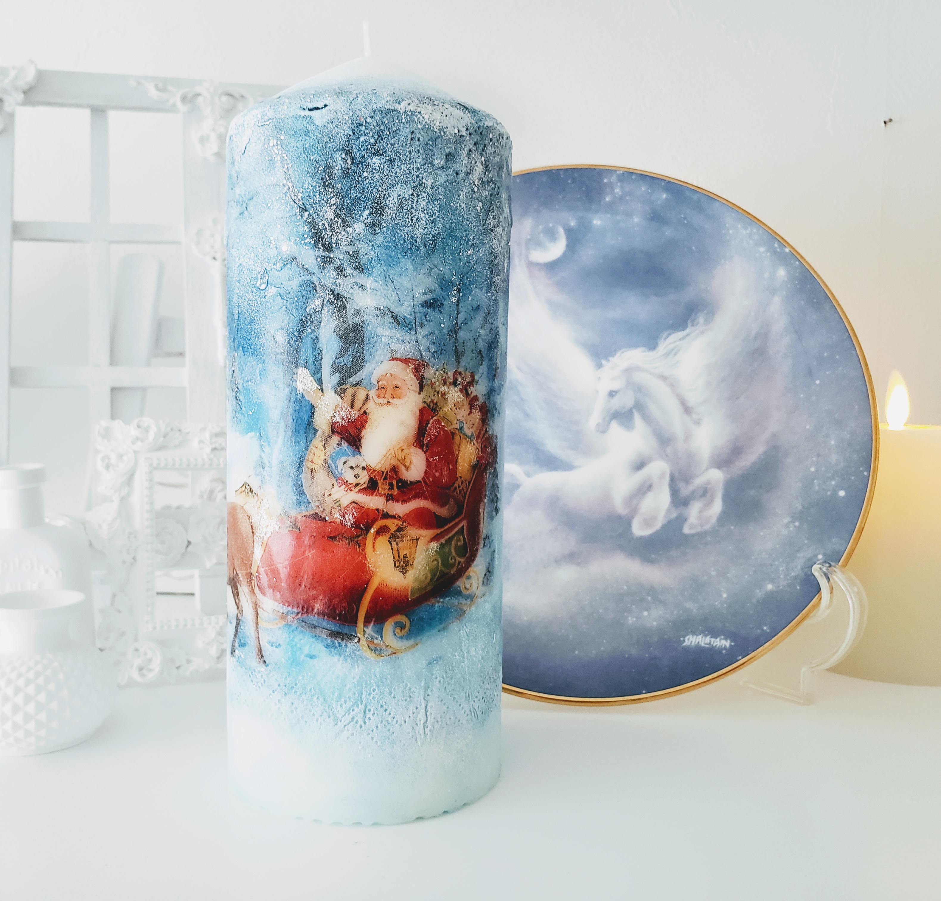 サンタの大型クリスマスキャンドル⭐シルバーベル♪⭐