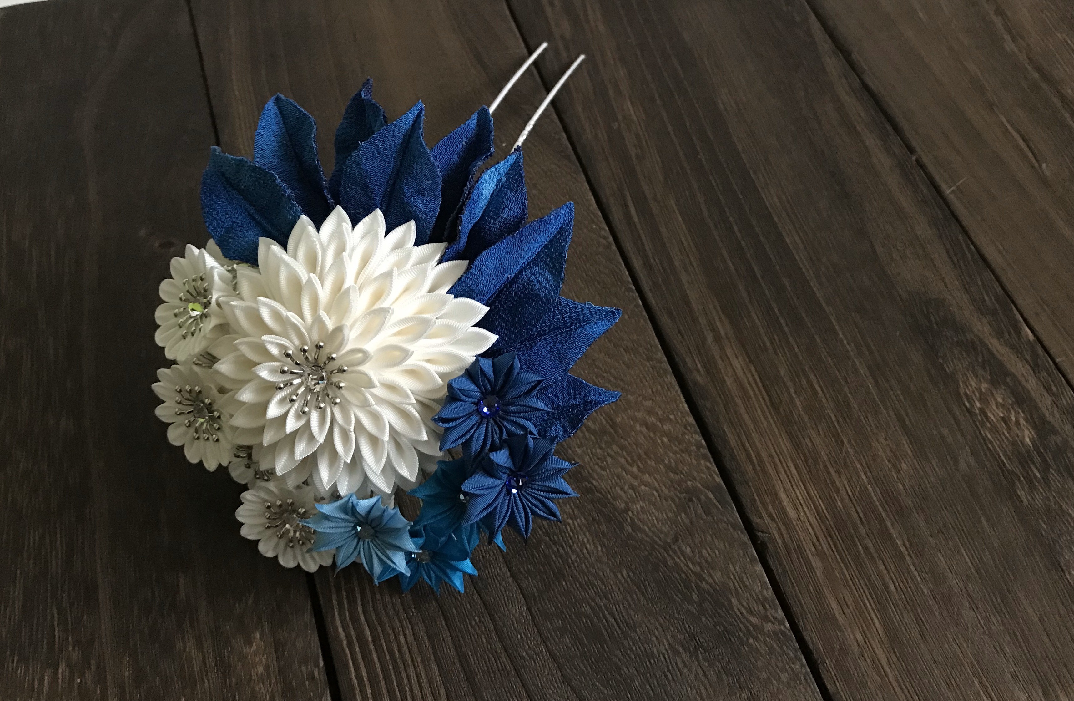 つまみ細工かんざし　水明