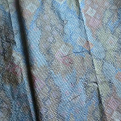 在庫僅少✩正絹和柄とグログランのバレッタ（今様青×エンジ） 3枚目の画像