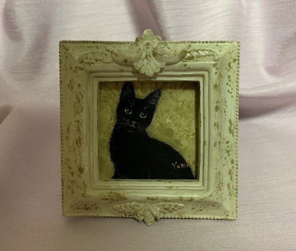 【原画】小さな猫の肖像画「黒猫」／インテリア 2枚目の画像