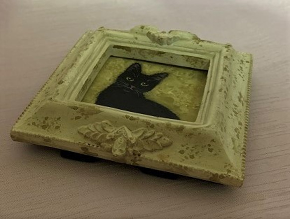 【原画】小さな猫の肖像画「黒猫」／インテリア 3枚目の画像