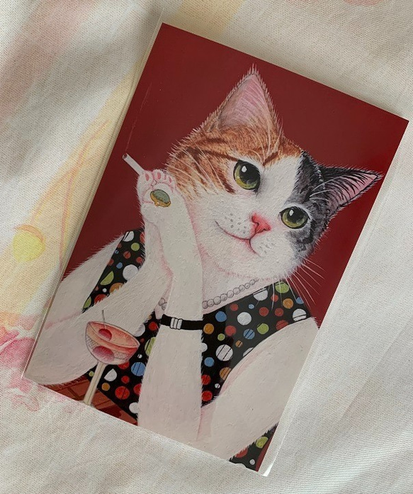 猫心ポストカード／大正レトロ昭和モダン5枚セット 2枚目の画像