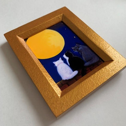 ミニ額・月と猫／インテリア 2枚目の画像