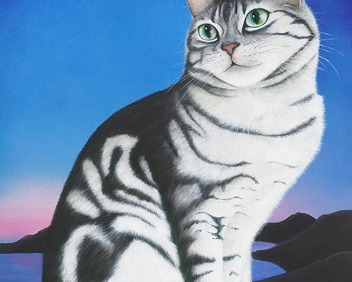 22×27㎝「眠る猫」油彩・原画・F3