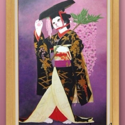 桜と子猫の絵 油絵原画「The arrival of spring」 絵画 Rio Yuki