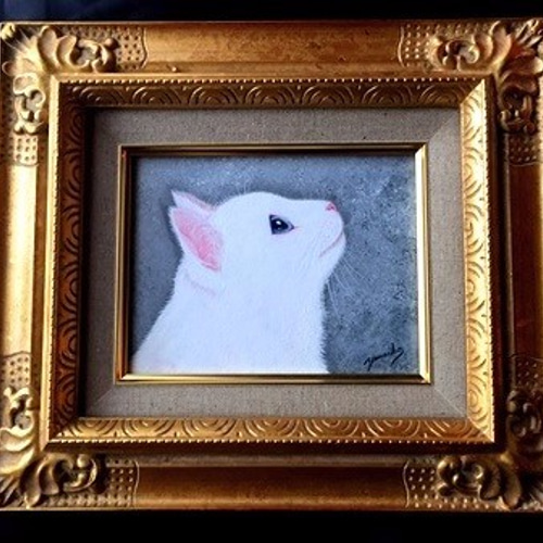 白い猫の絵 額縁入り Amazon.co.jp: 白い木枠フレーム ホーム装飾ポスター 額入り絵画