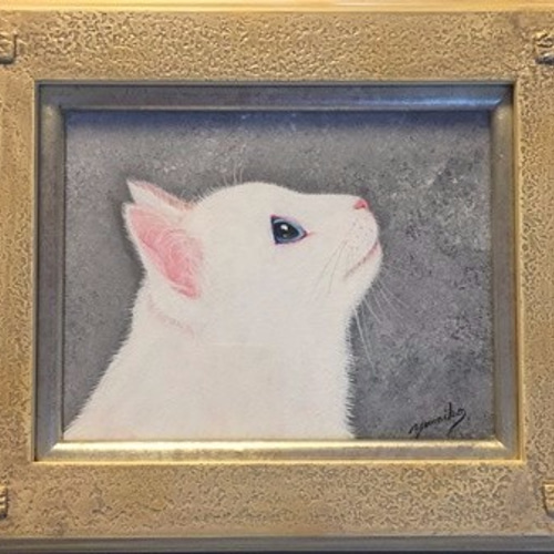 白い猫の絵 額縁入り 楽天市場】猫夢アート版画「スノードロップ」 白猫 【猫 アート