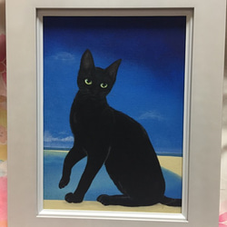 原画】海の黒猫／アクリル画 絵画 猫心～にゃんはーと～ 通販