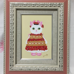 猫バーガー　油彩画　油絵　原画　額付き　オリジナル 猫バーガー 油彩画 油絵 原画 額付き オリジナル 猫バーガー油彩