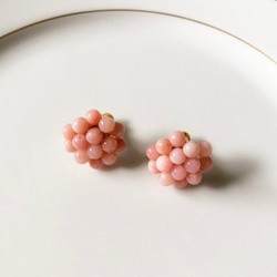 粉色普通蛋白石水果耳環 第1張的照片