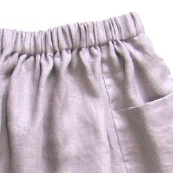 リネン ギャザーミニスカート 薄紫 3枚目の画像