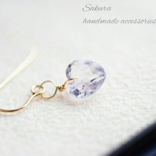 ☆14kgf☆ピンクアメジストハートファセットカットピアス☆ ピアス 