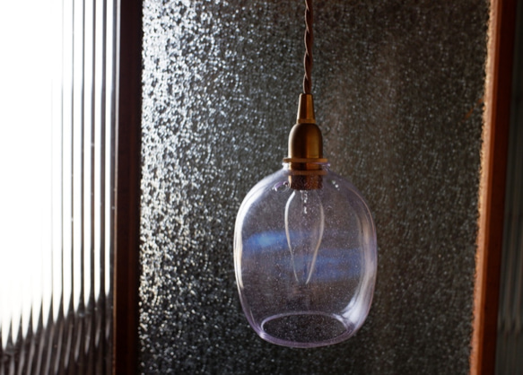 耐熱ガラスのランプシェード　パープル 3枚目の画像