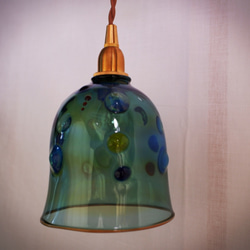 耐熱ガラスのランプシェード 水玉あおみどり 4枚目の画像