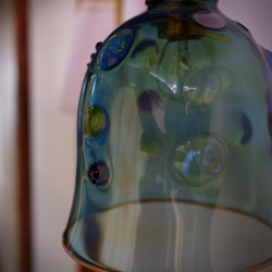 耐熱ガラスのランプシェード 水玉あおみどり 5枚目の画像
