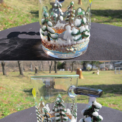 耐熱ガラスのマグカップ　冬の森 2枚目の画像