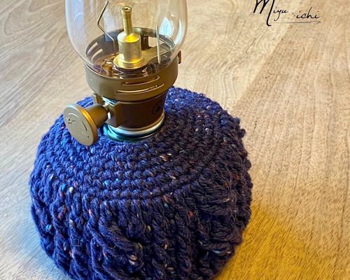 ☆ ハンドメイド　柄付き　OD缶カバー ☆ CONDORU ☆ 縄編み模様のガス缶OD缶カバー・パープルネイビー その他