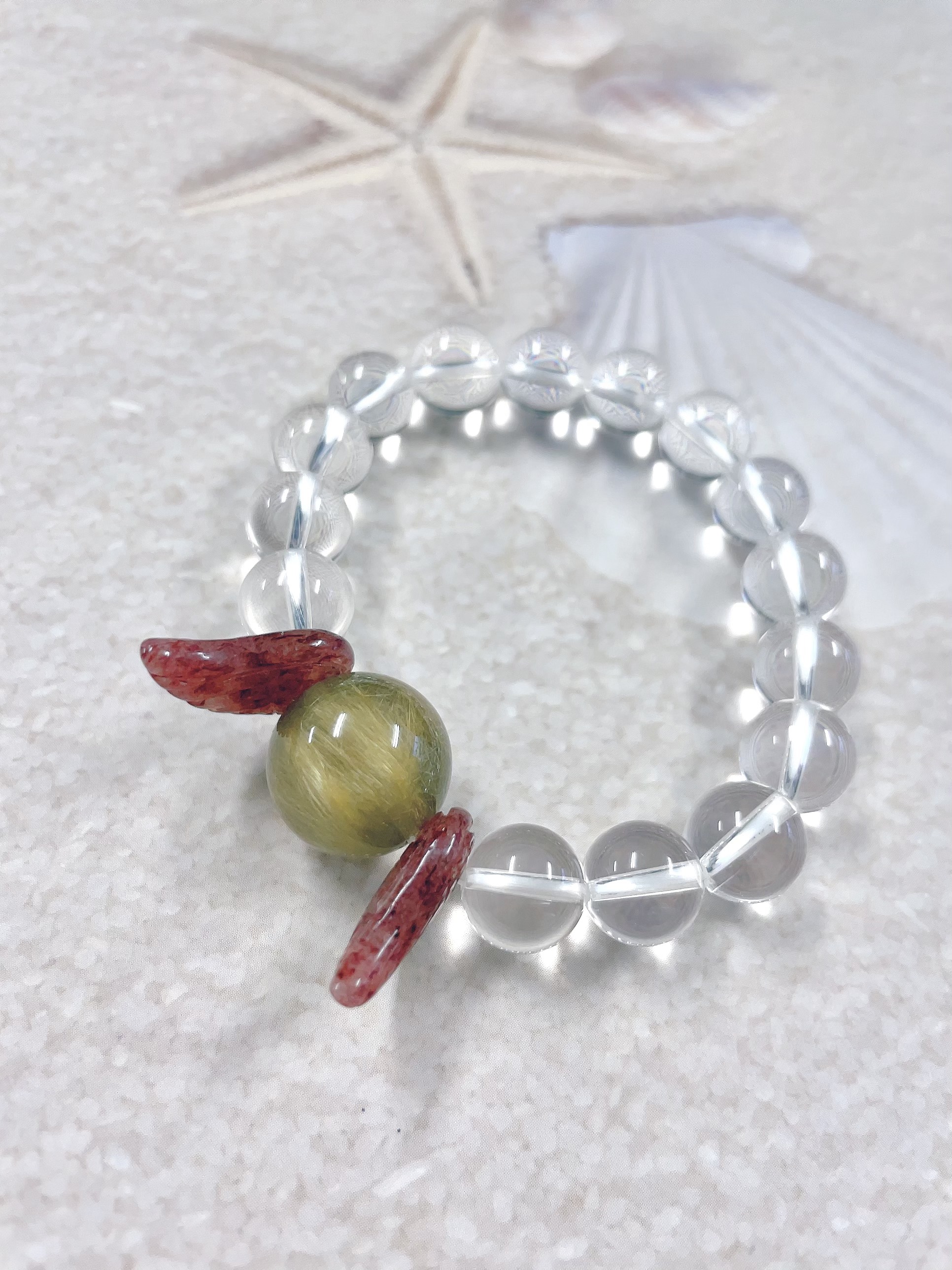 天使のブレスレット(大粒)〜ルチル玉とモスコバイトの翼〜