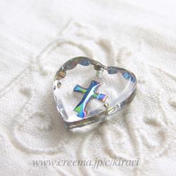 インタリオペンダント~ Heart ~ クロス ~ Raionbow ~ Small Size 2枚目の画像