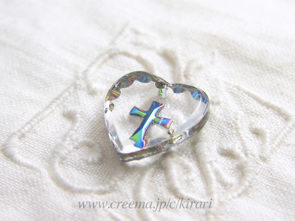 インタリオペンダント~ Heart ~ クロス ~ Raionbow ~ Small Size 2枚目の画像