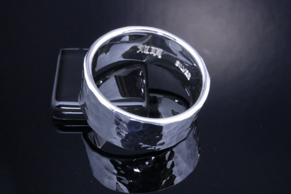 【刻印無料】 指輪 メンズ : 丸 鎚目 シルバー リング 10mm幅 28～32号 シンプル 2枚目の画像