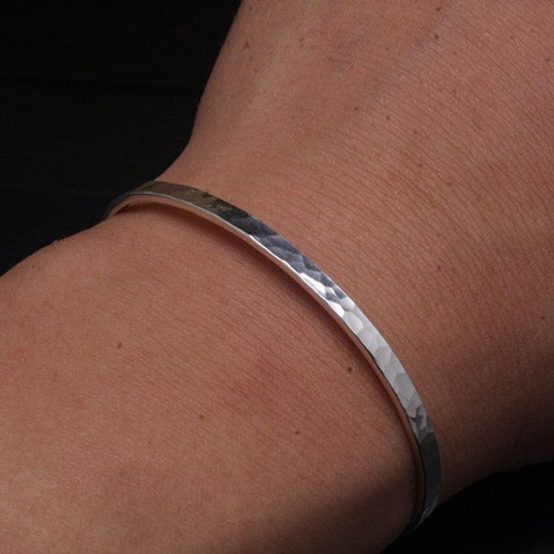 バングル メンズ : 丸 鎚目 槌目 バングル 3mm幅 シルバー