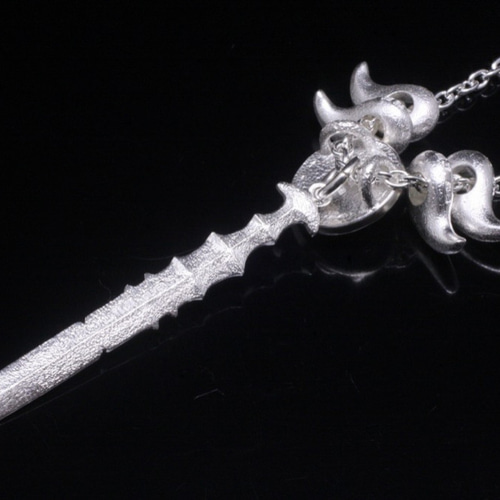 ネックレス メンズ : 三種の神器 ペンダント 白仕上 勾玉 八咫鏡
