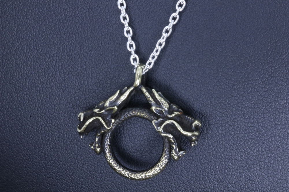 ペンダント ネックレス メンズ 双竜頭ペンダントトップ 真鍮 和柄 和風 4,598円