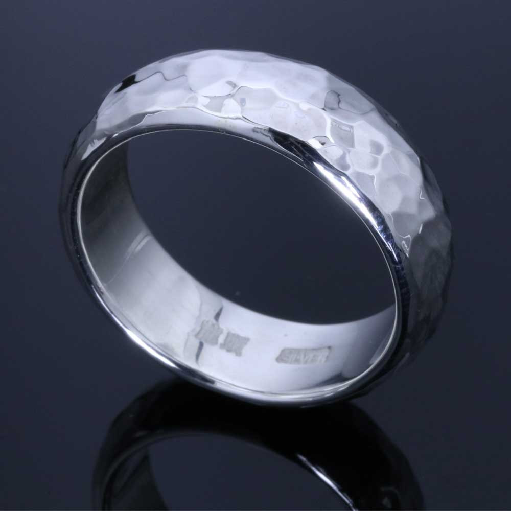 【刻印無料】 指輪 メンズ : 甲丸 丸 鎚目 シルバー リング 8mm幅 12～27号 シンプル 16,863円