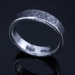 【刻印無料】 指輪 メンズ : 岩石丸 鎚目 シルバー リング 5mm幅 4～27号 シンプル 2枚目の画像