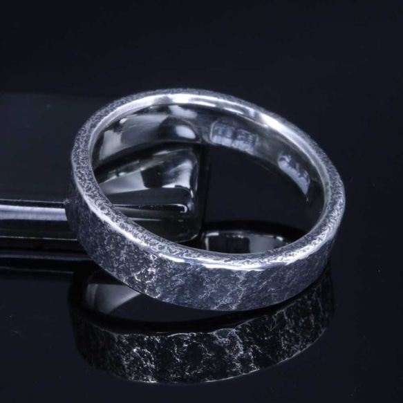 【刻印無料】 指輪 メンズ : 岩石丸 鎚目 シルバー リング 5mm幅 4～27号 シンプル 3枚目の画像