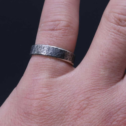 【刻印無料】 指輪 メンズ : 岩石丸 鎚目 シルバー リング 5mm幅 4～27号 シンプル 5枚目の画像
