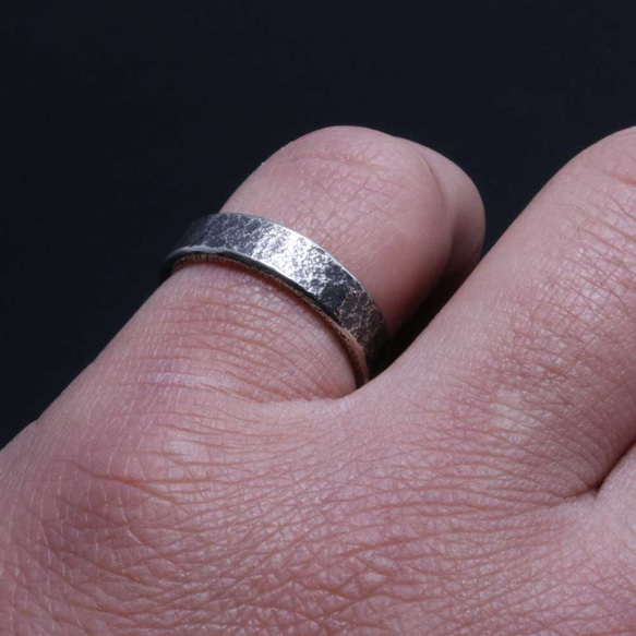 【刻印無料】 指輪 メンズ : 岩石丸 鎚目 シルバー リング 5mm幅 4～27号 シンプル 6枚目の画像