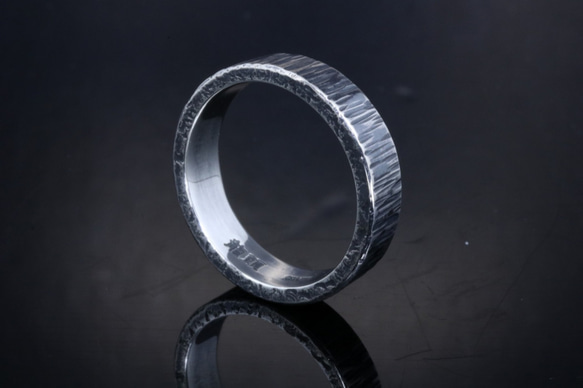 【刻印無料】 指輪 メンズ : ゴザ目 鎚目 シルバー リング 5mm幅 4～27号 シンプル 1枚目の画像