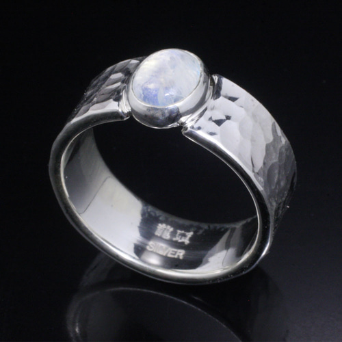 指輪 メンズ : 丸 鎚目 シルバー リング 8mm幅 14～27号