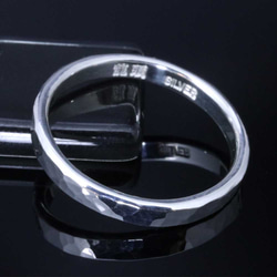 【刻印無料】 指輪 メンズ レディース : 丸 鎚目 シルバー リング 3mm幅 4～27号 シンプル ペアリング 3枚目の画像