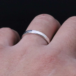 【刻印無料】 指輪 メンズ レディース : 丸 鎚目 シルバー リング 3mm幅 4～27号 シンプル ペアリング 6枚目の画像
