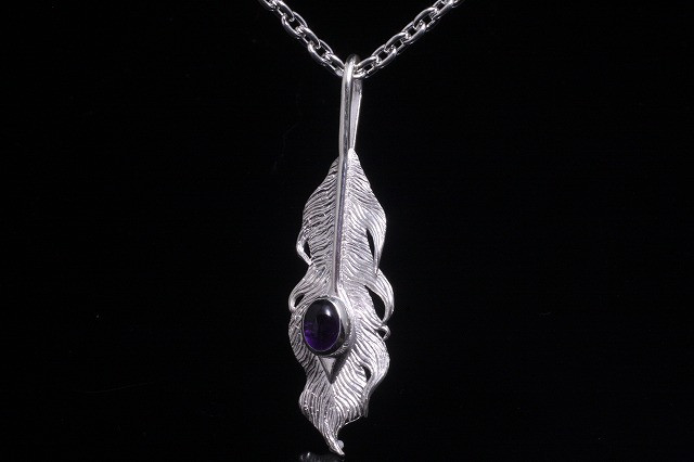 ネックレス メンズ : 鳳凰 フェザー ペンダント トップ アメジスト