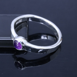 指輪 メンズ レディース : 丸 鎚目 シルバー リング 3mm幅 石付 8～26号 シンプル ペアリング 3枚目の画像